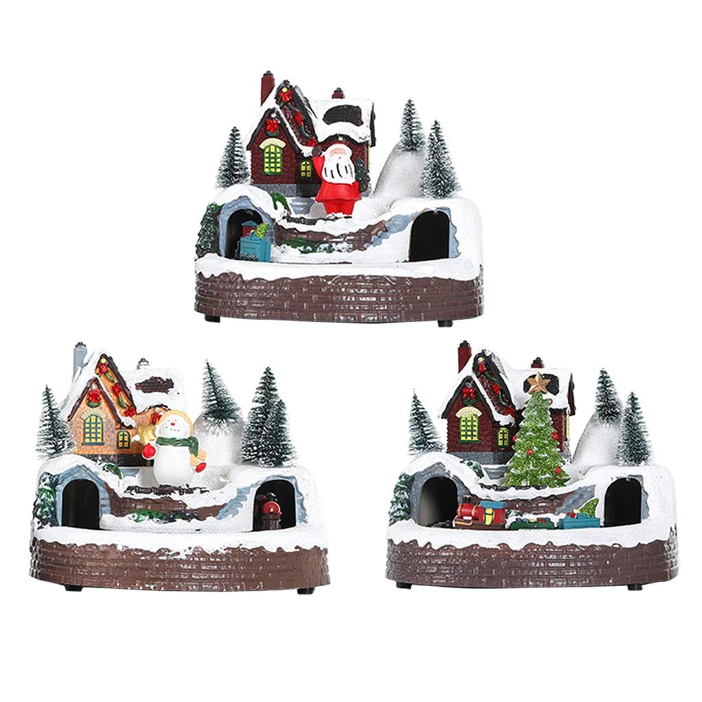Lighted Christmas House Figurine Christmas Decoration with Light Desktop