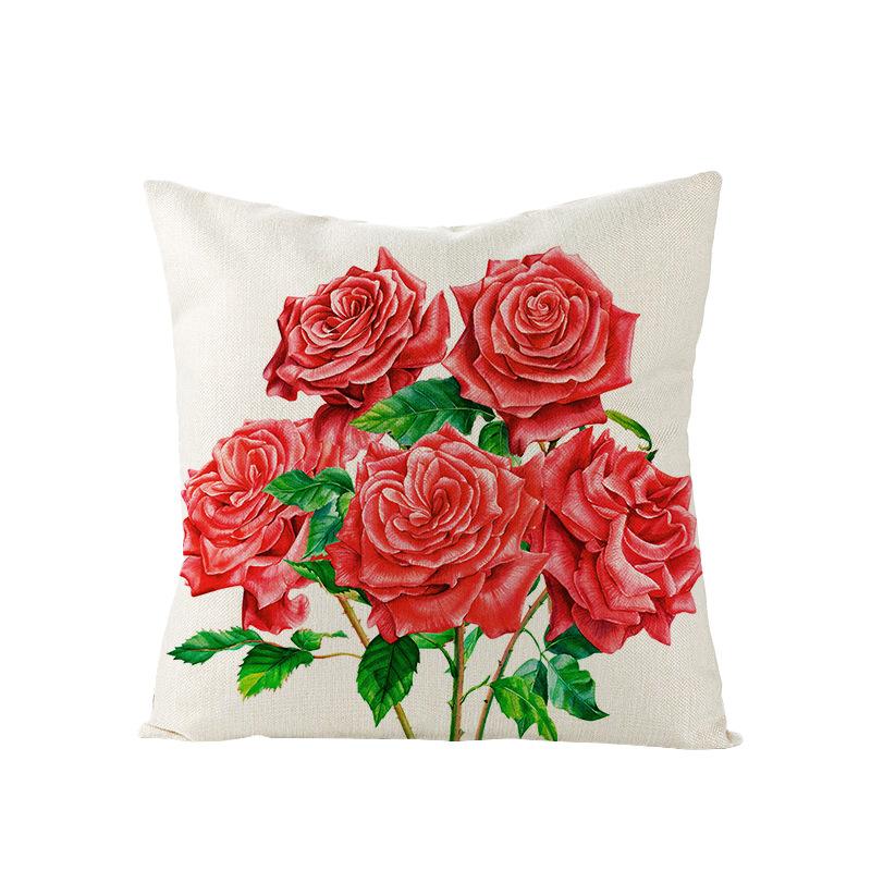 Valentine's Day Pillow Nordic Pink Car Rose Polyester Printed Cushion Sofa Cushion Home Products