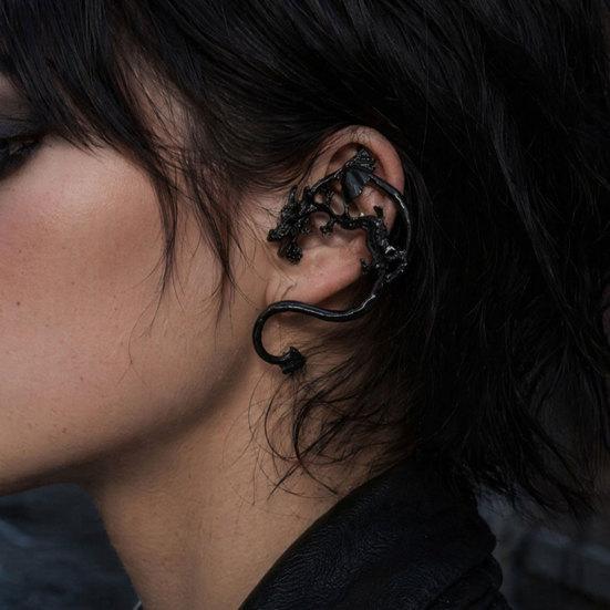 Retro Style Ear Cuff, Realistic Dragon Scale Design Ear Clip, Punk Style 3D Wings Claws Earring, Electroplated Ear Cuff for Daily Life Parties