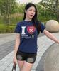 Seteo (W) I Love Slub Short Sleeve T-Shirt Navy