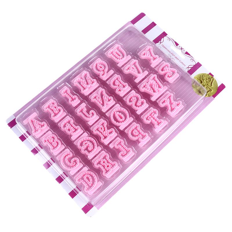 Diy Alphabet Cake Mold Letter Cookies Cutter Words Press Stamp Embossing Mould Plastic Letter Fondant Cake Biscuit Baking Mould