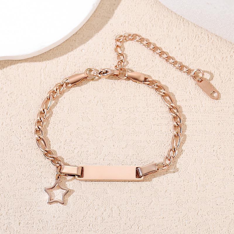 Cuban Chain Hollow Star Stainless Steel Bracelet with Laser Engraving