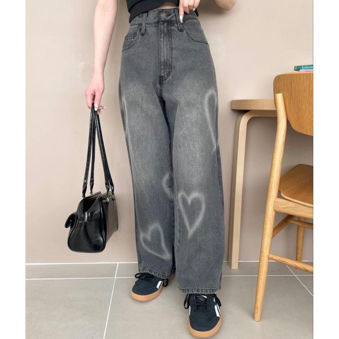 WEGO/spray paint straight denim pants