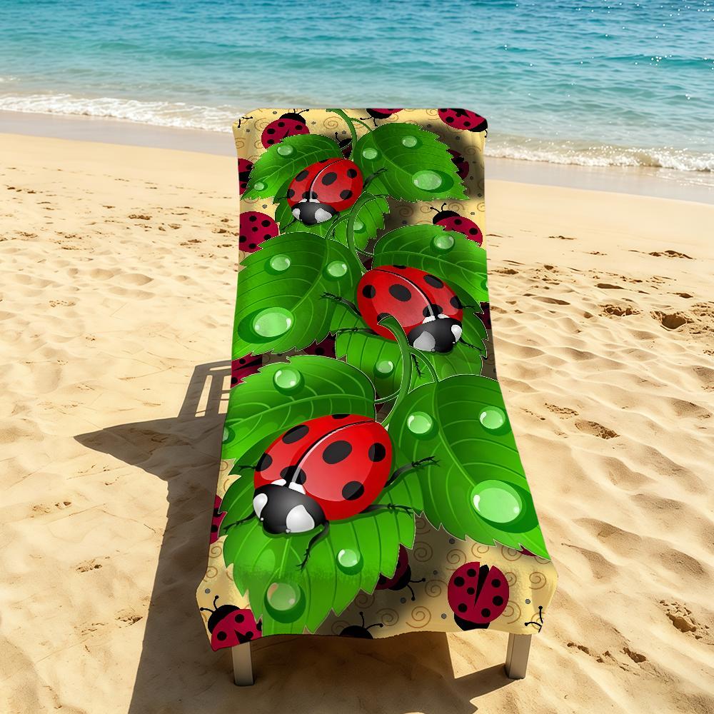 L-Ladybug Towel For Outdoor Camping Anime Beach Towel Super Absorbent Quick-Drying Summer Cartoon Towel
