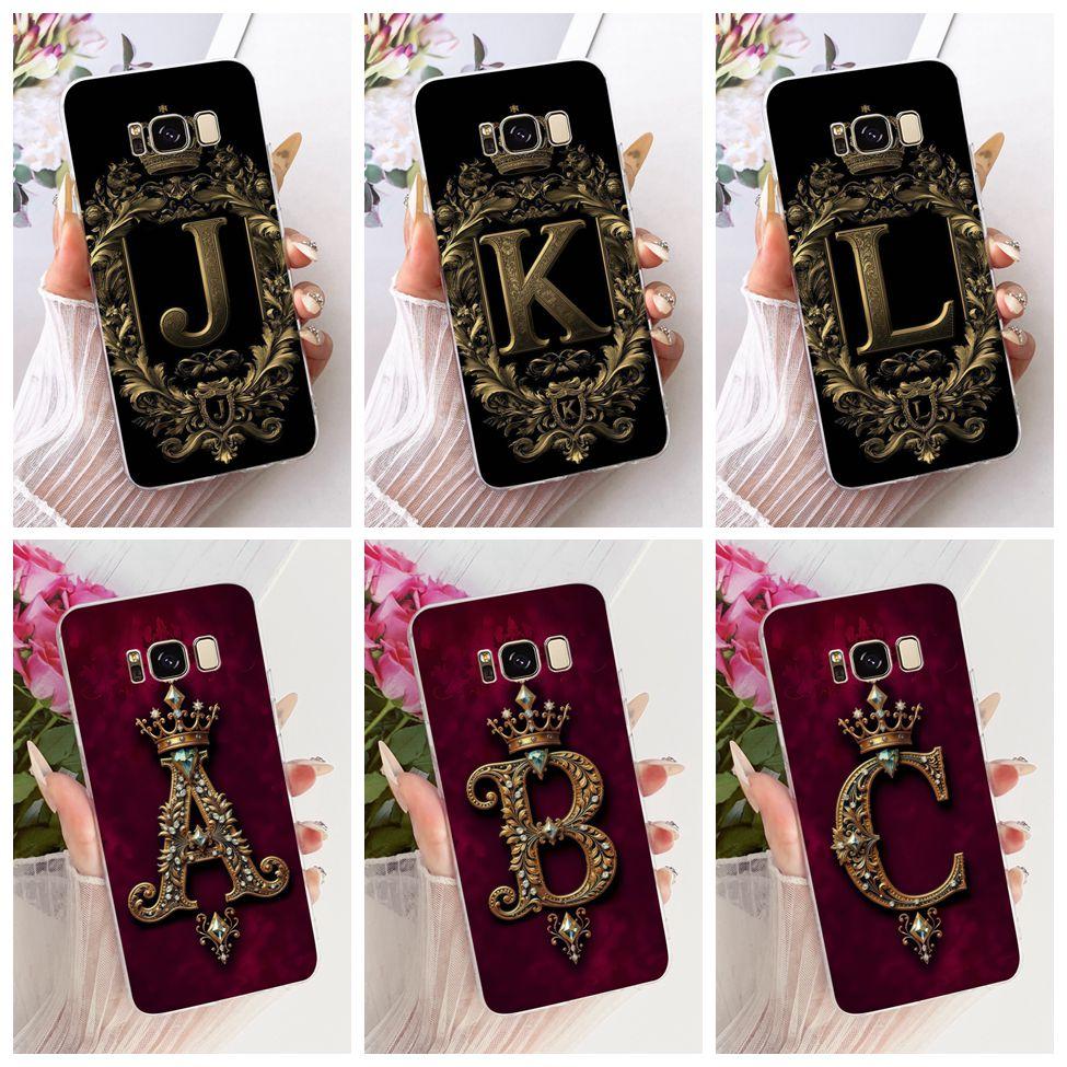 Clear For Samsung S8 Plus Case Luxury Crown A-Z Letters 2D Flat Pattern Soft Phone Case For Samsung Galaxy S8+ SM-G955F Cover