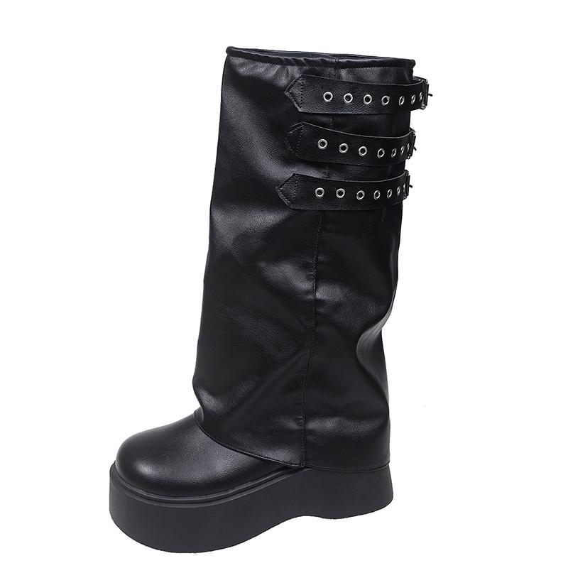 High Boots Women Platform Fashion Designer Shoes Casual Dress Woman's Boots 2025 Brand Walking Goth Knee High Botas De Mujer