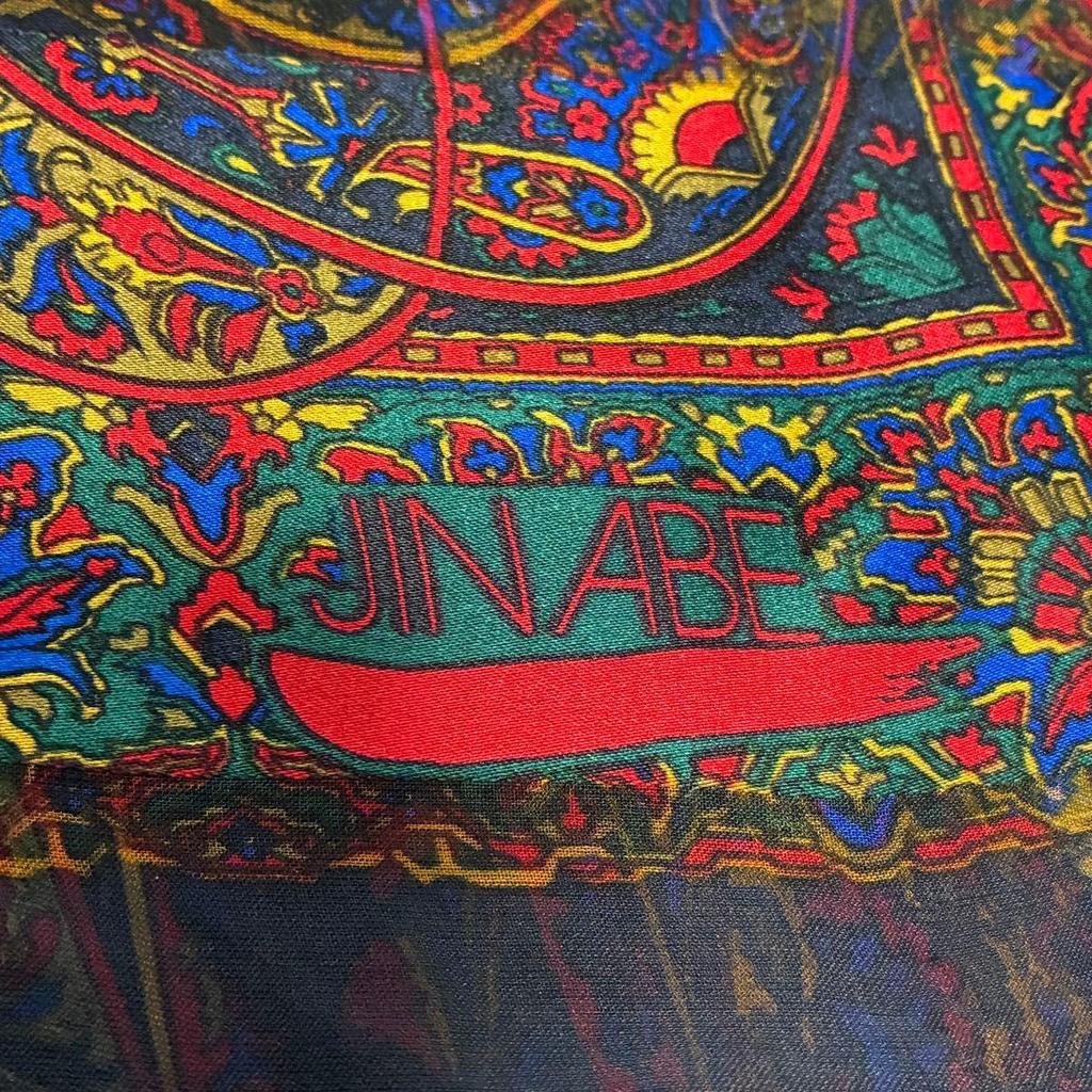 Used Beautiful condition, JIN ABE 100% silk large scarf, paisley pattern, shawl