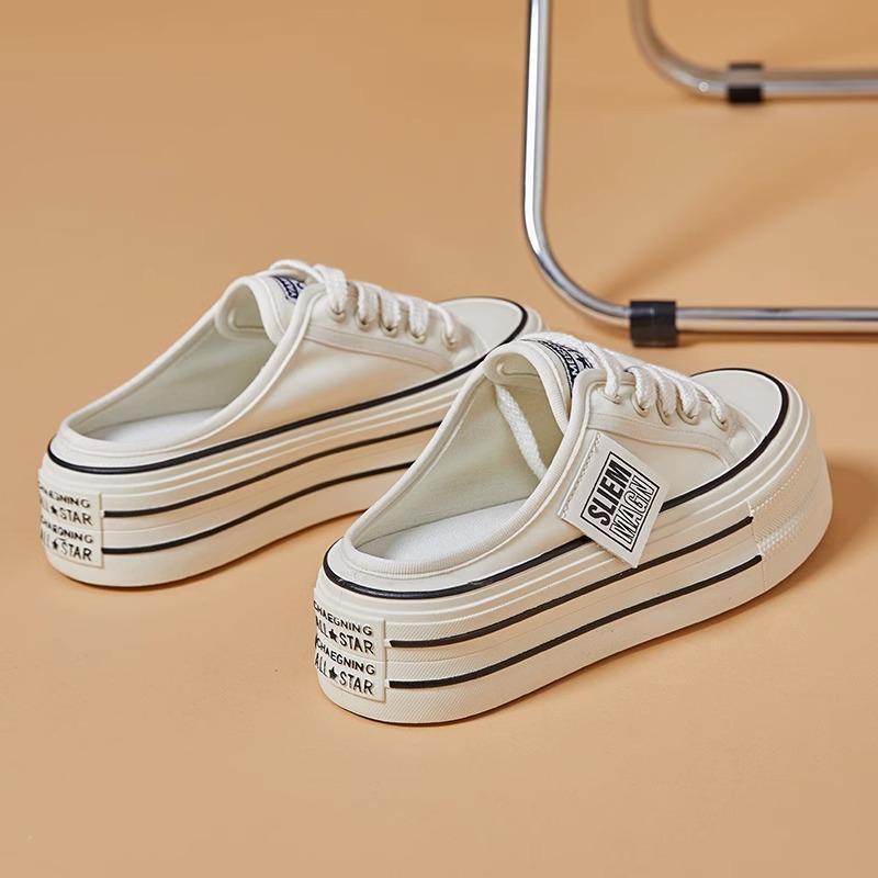 Classic platform canvas shoes women's spring and summer 2025 new thin breathable explosive muffin casual shoes heightening white shoes