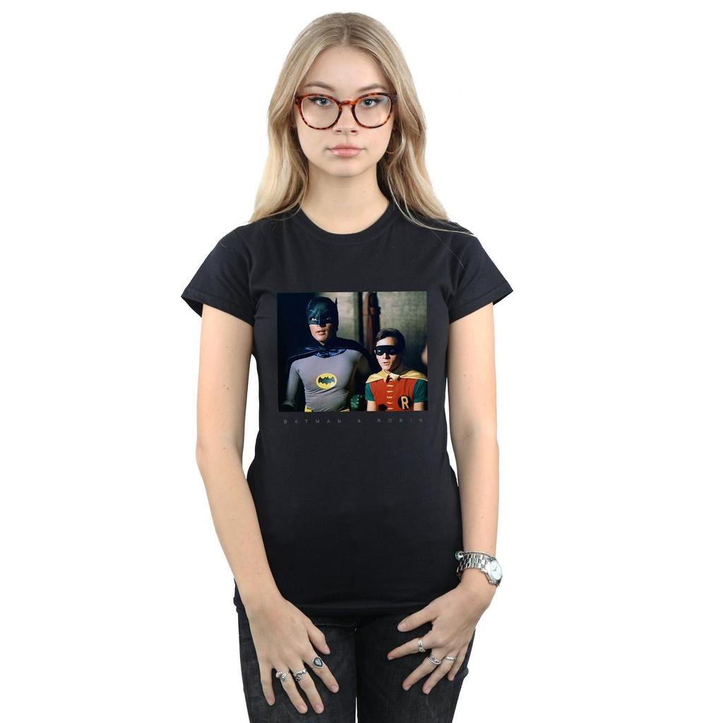DC Comics Womens/Ladies Batman TV Series Dynamic Duo Photograph Cotton T-Shirt