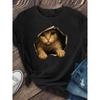 European Size Womens The Little Cat In The Cave Graphic T Shirt Short Sleeve Casual Spring Summer Lady's Wear Top