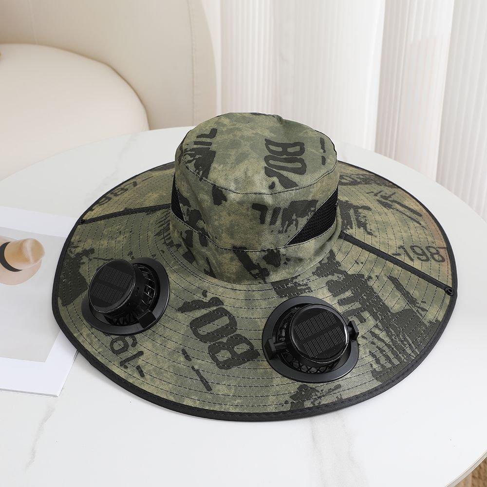 Summer For Outdoor Camping Fishing Hiking Sunscreen Fisherman Hat Solar Fan Cap Portable Solar Charging Cap with Fan Men Women