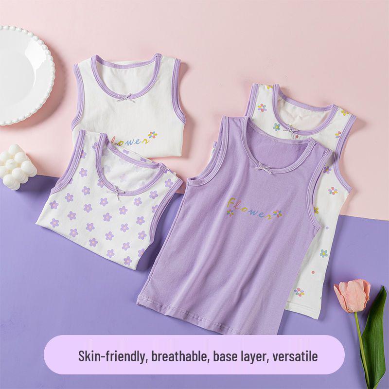 Class A Girls' Floral Cotton Tank Top for Ages 6-12 - Available In Medium & Large Sizes