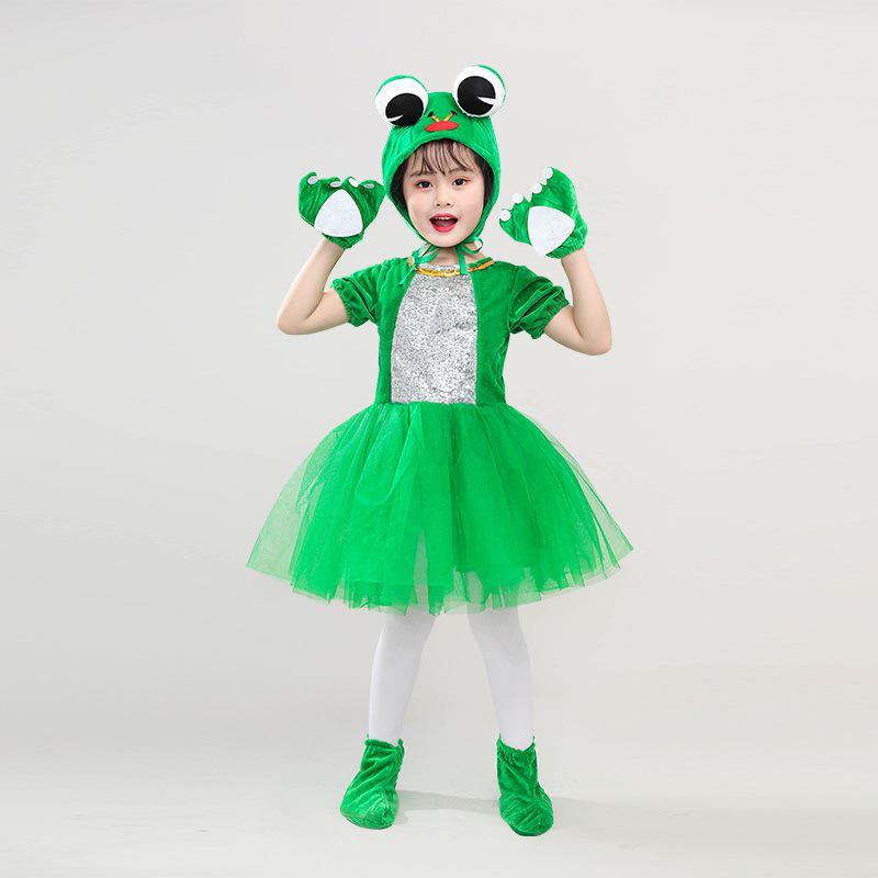 Costume da Ballo Rana Verde per Bambini - Vestito di Scena per Girini che Cercano la Mamma