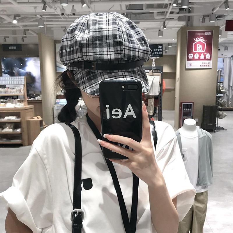 

Новая восьмиугольная шляпа в британском стиле в клетку ретро для женщин, подчеркивающая лицо, маленькая дышащая беретка с пряжкой на ремне, шляпа художника, шляпа газетчика