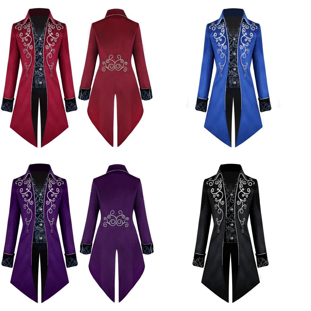 Fantasy European Mens Middle Ages Style Tailsuit With Embroidered Polyester For Stage Performances