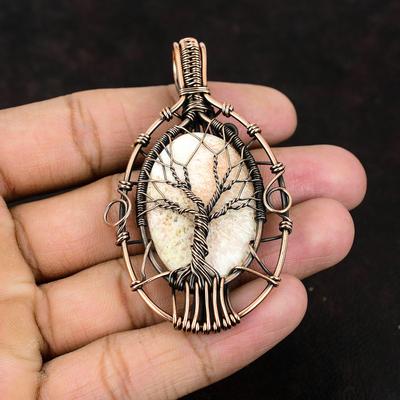 Ciondolo Albero della Vita Scolecite Ciondolo Avvolto con Filo di Rame Gioielli in Rame Ciondolo Unico Pietra Preziosa Ciondolo Fatto a Mano Regalo per Lei Regalo per la Mamma