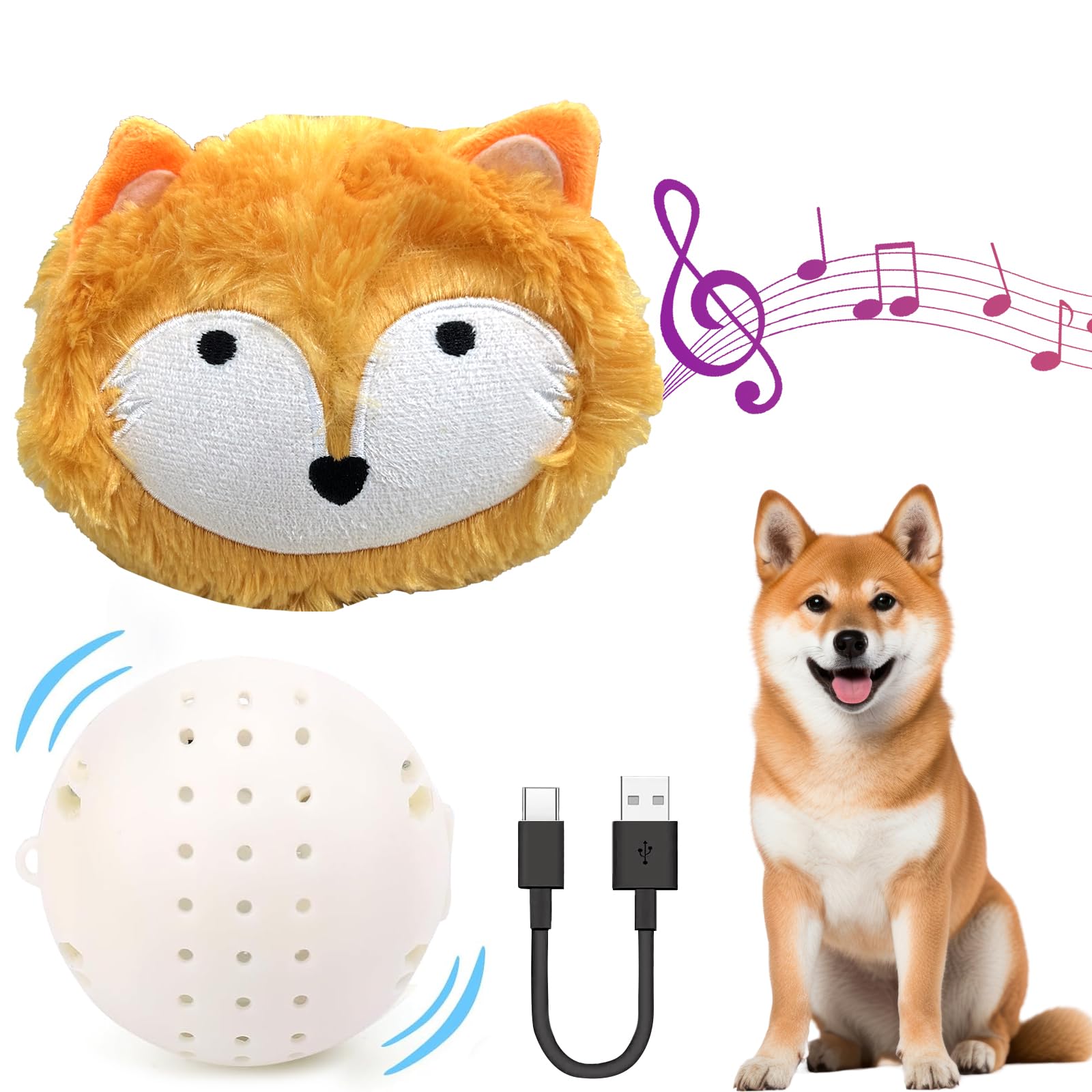 

CANPLUS Automatic Dog Ball Moving Electric Plush Educational Elastic Dog Easy to USB Great for and Separation Stress Relief Toy, Toy, Toy, Toy, Soft,