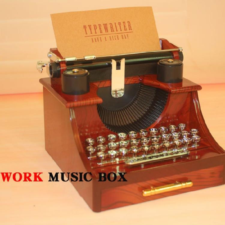 Classical Typewriter Shape Music Box Plastic Wind Up Ornament Plays Clear Melodies for Decorative and Gift Giving