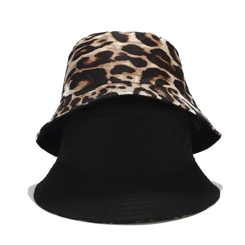 Spring and Summer Cotton Leopard Print Bucket Hat Fisherman Hat Outdoor Travel Sun Cap for Men and Women 87