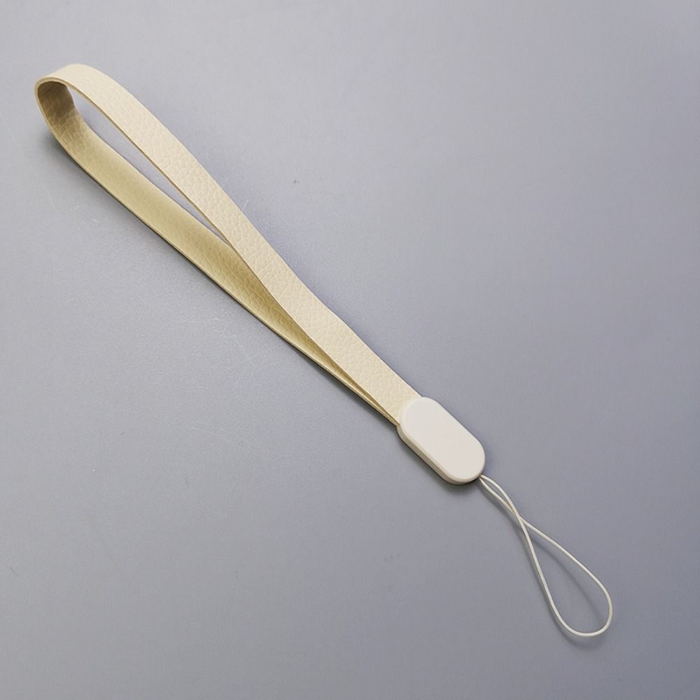 

PU Leather Leather Short Mobile Phone Lanyard Anti Lose Short Simple Leather Short Wrist Strap Durable Jewelry білий