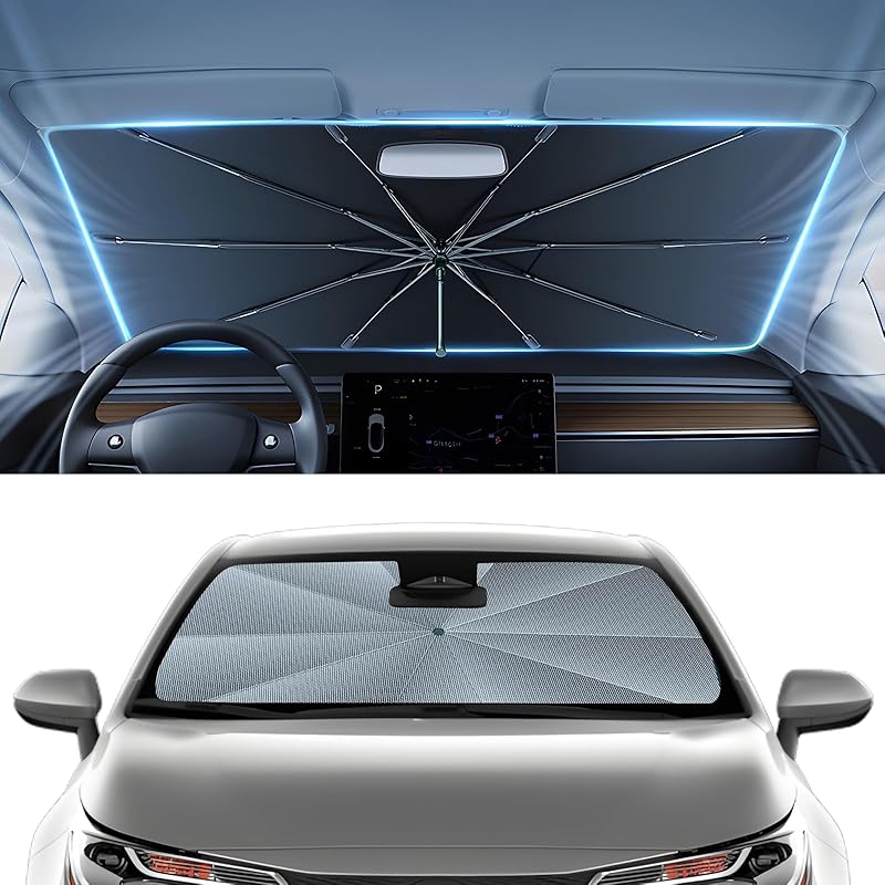 Autorder Windshield Sun Shade Umbrella For -2025 Toyota RAV4 Accessories,Upgraded Ice Crystal Material,Easy Setup Umbrella Sunshade For Car