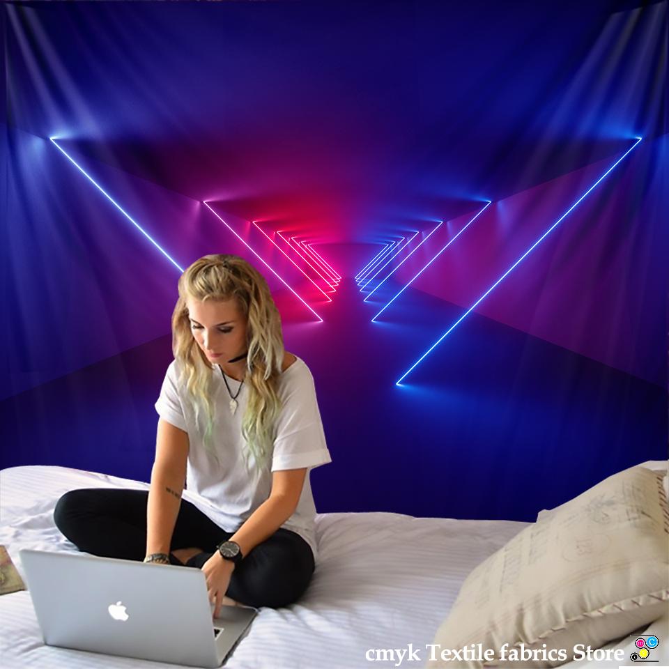 

Гобелен с психоделическими лучами, настенный красочный хиппи, колдовство, богемный настольный коврик, художественный декор для общежития 95x70CM