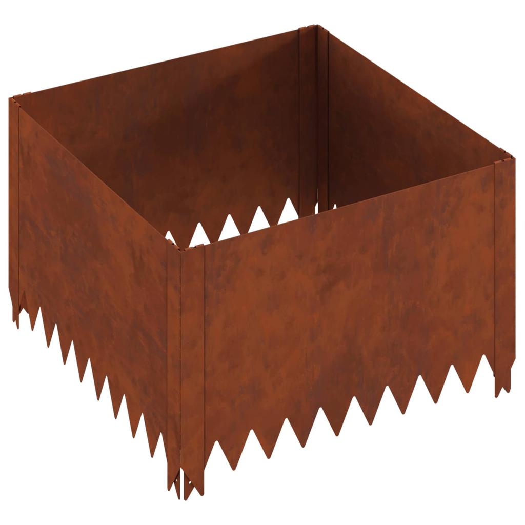 Lawn Edging 4 pcs 60 x 60 x 35 cm Steel Rusty