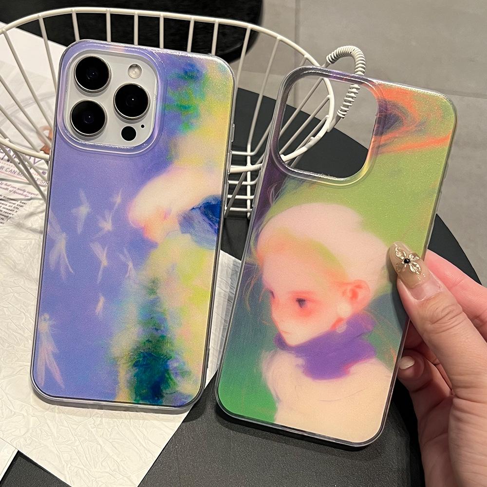 Applicable to iPhone17PRO anti-drop mobile phone case dream oil painting style girl Apple 16/15 protective case