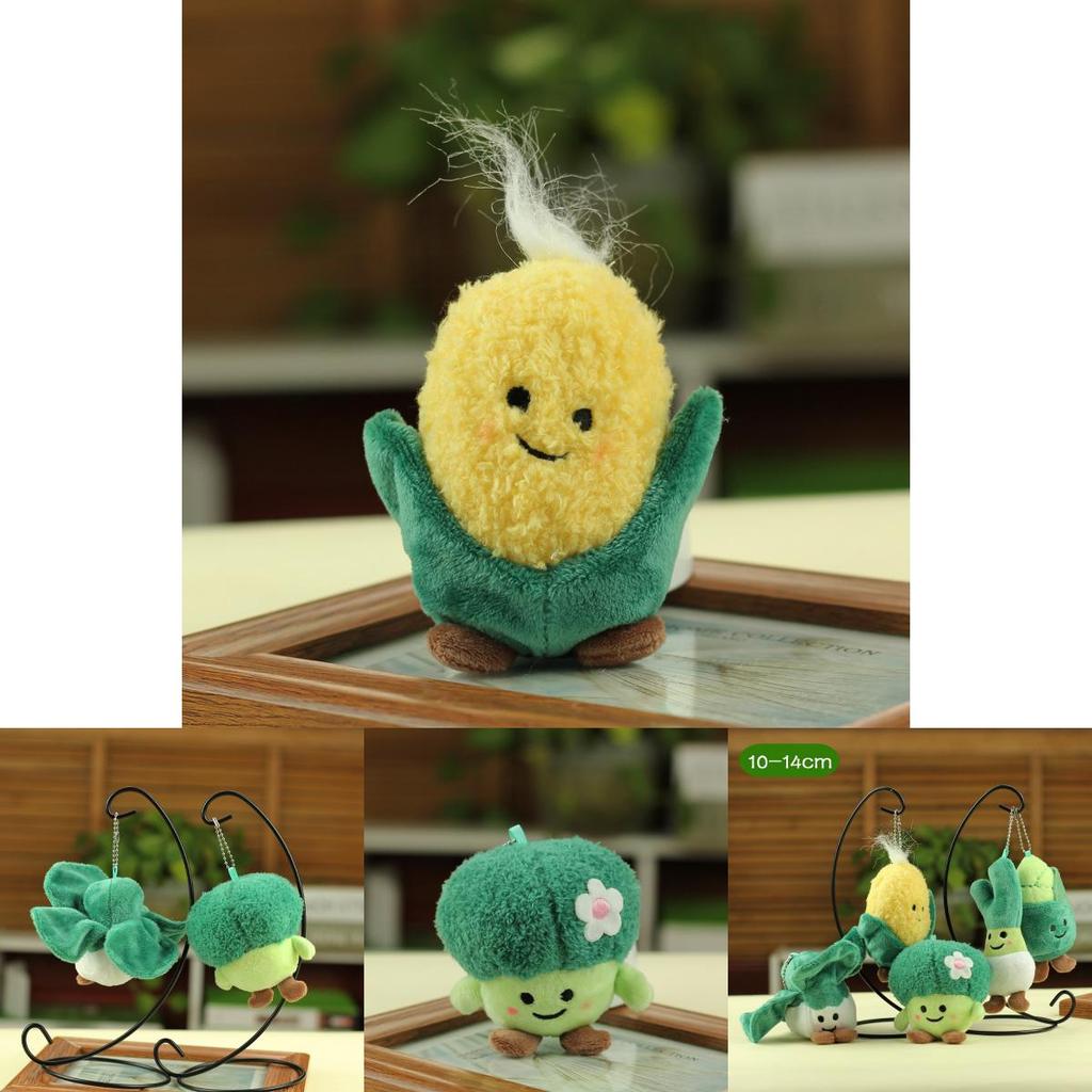 Adorable Vegetable And Fruit Plush Toys Broccoli Cabbage Corn Green Onion Realistic Stuffed Dolls