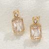 LNCHRAN Copper Cubic Zirconia Paved Rectangular Pendant Stud Earrings for Women - Elegant Golden Design