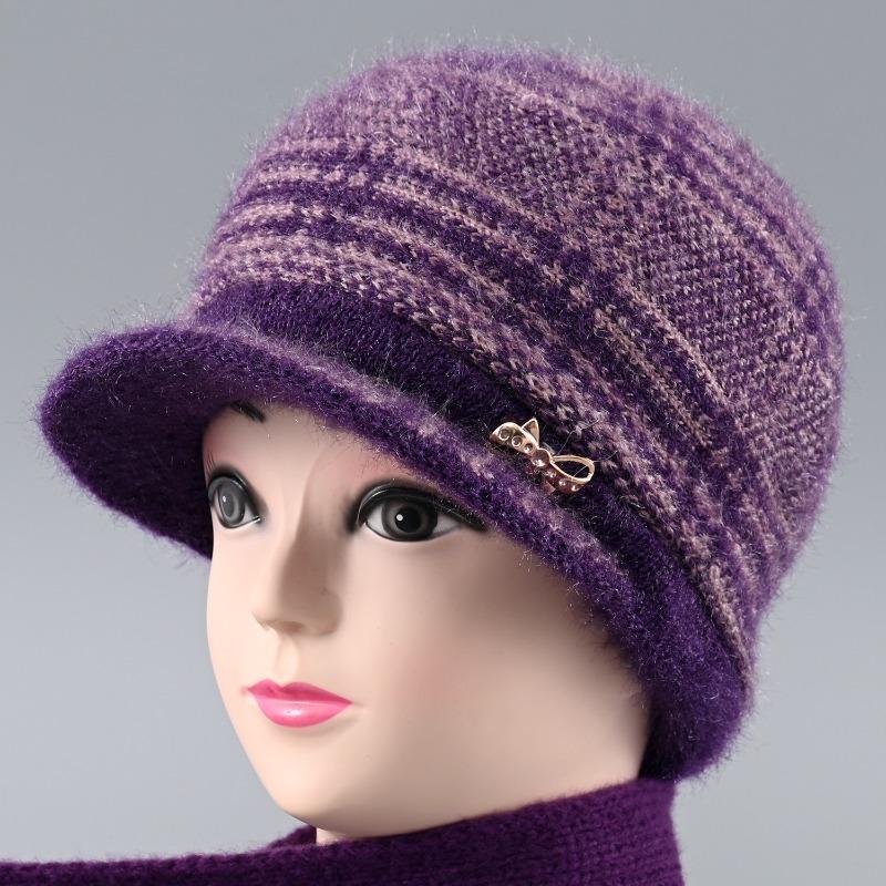 Winter New Velvet Warm Wife Hat Versatile Old Hat Women's Cold-proof Knitted Wool Hat