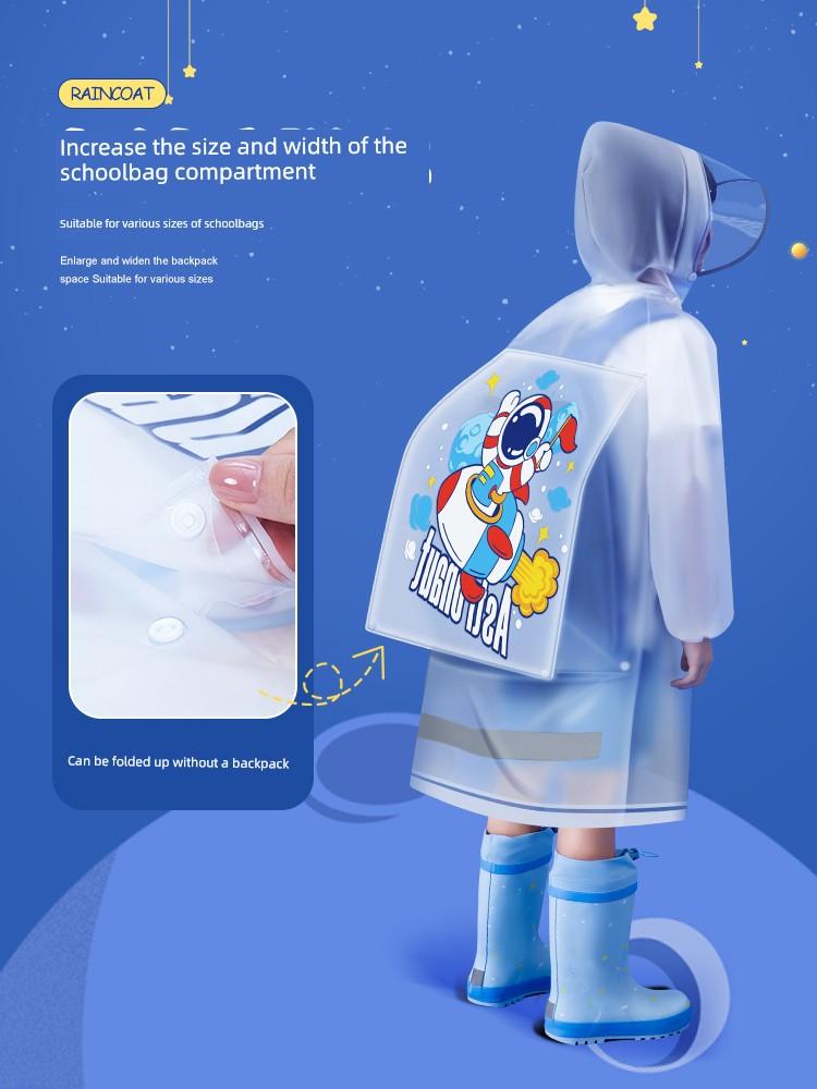 Children's Raincoat for Boys and Girls, Winter Long Raincoat for Primary School Students with Backpack Space, Full-Body Waterproof Poncho for Older