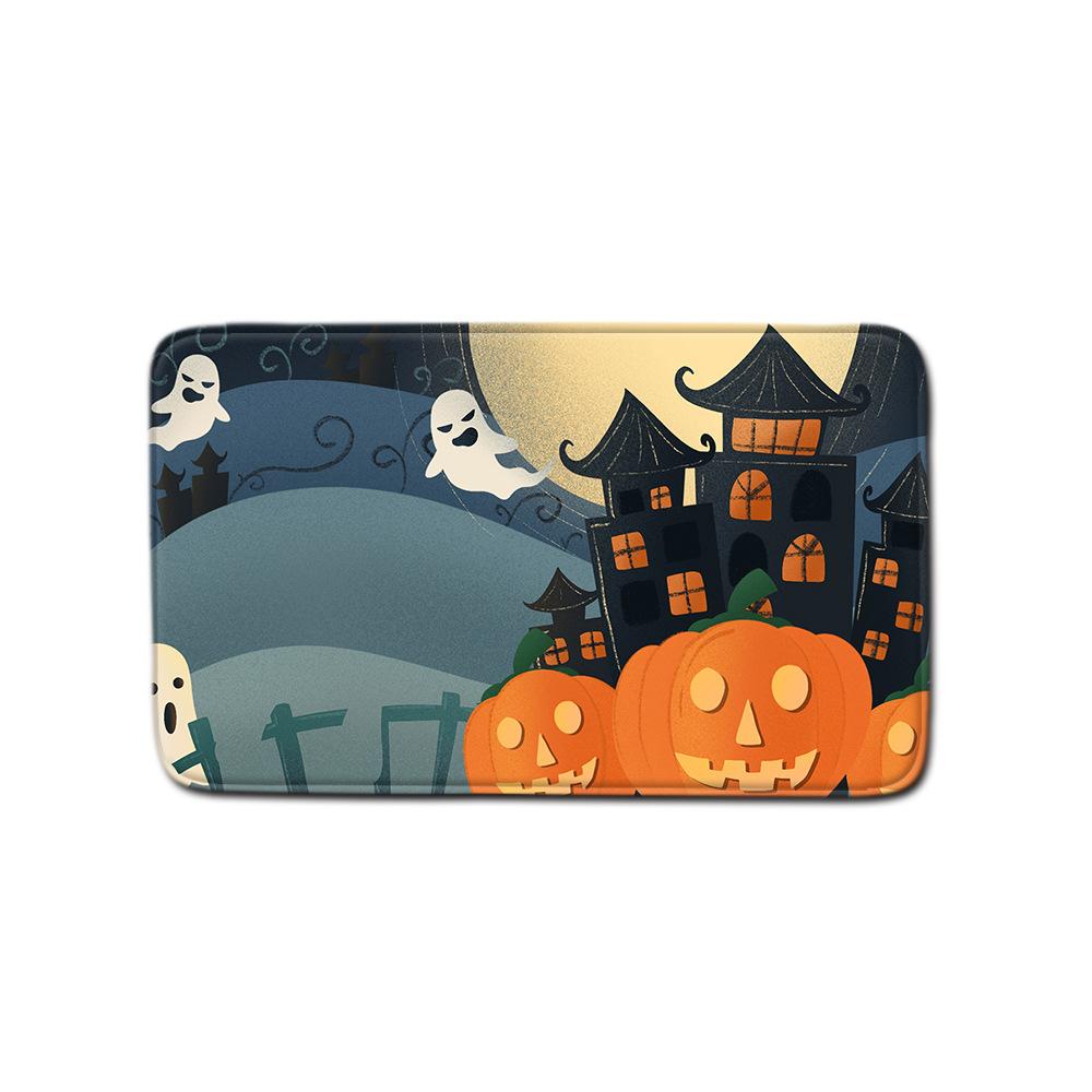 Halloween Shower Curtain Floor Mat Combination Four-Piece Set Kitchen Absorbent Non-Slip Carpet Bedroom Door Mat