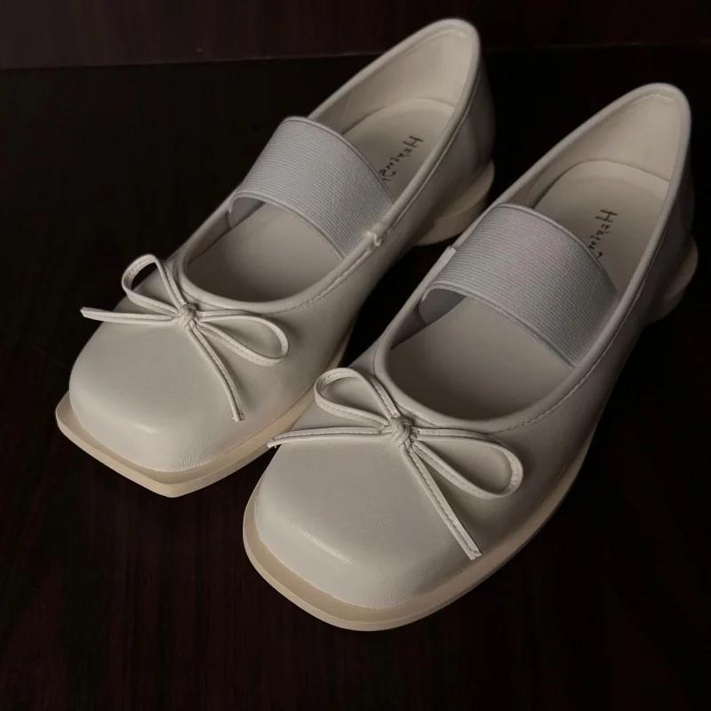 Designer Spring Women Mary Jane Shoes Fashion Square Toe Ladies Comfort Soft Sole Flats Women's Comfort Ballerinas Shoes
