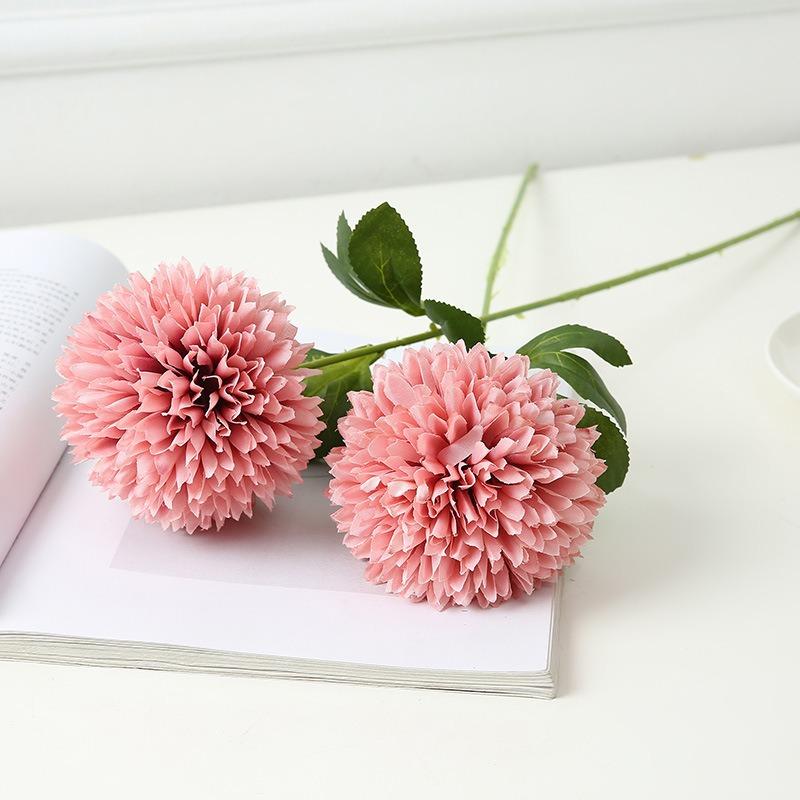 10 Pcs Artificial Chrysanthemum Ball Silk Flowers Flowers for Bride 52cm Single Stem Chrysanthemum for Wedding Bouquets Party Home Garden Decor