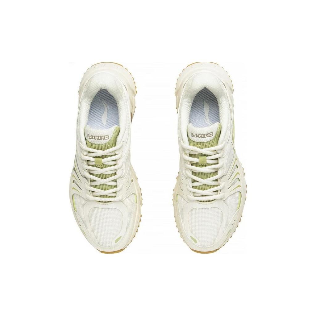 Li Ning Gathering Light Abrasion Resistant Breathable Low Top Running Shoes Women's White Green ARXT006-2