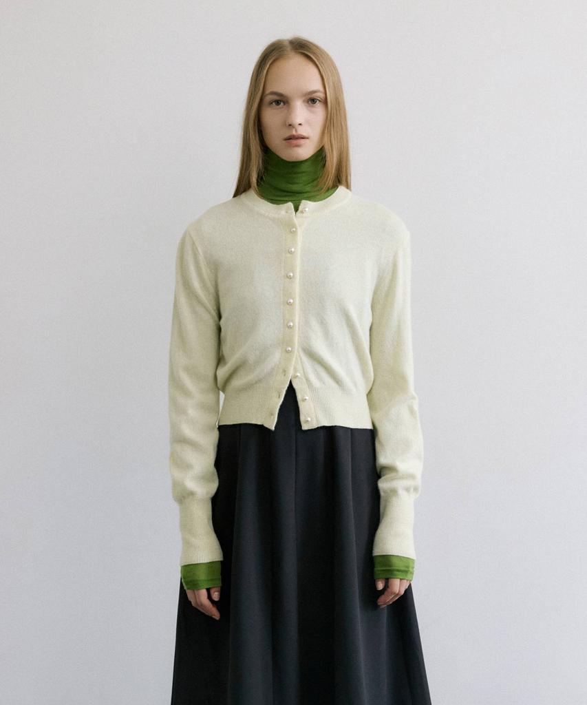 Mais Pearly Button Wool Cardigan / Butter