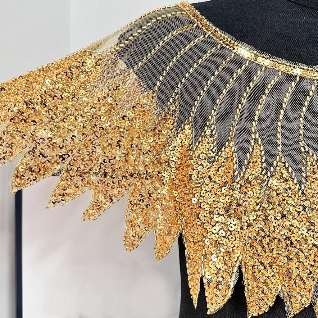 Sophisticated Black Sequins Cape Collar Elegant Party Neckwear Luxurious Bridal for Fashion Females