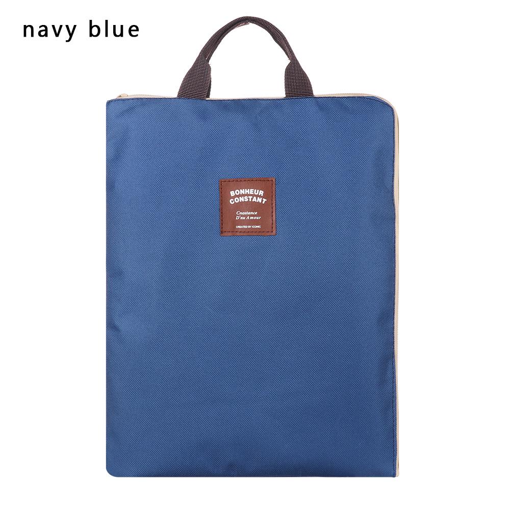 Big Capacity Double Layers A4 Document Bag File Folder Holder With Handle Zipper Waterproof Canvas Handbag For Business Document