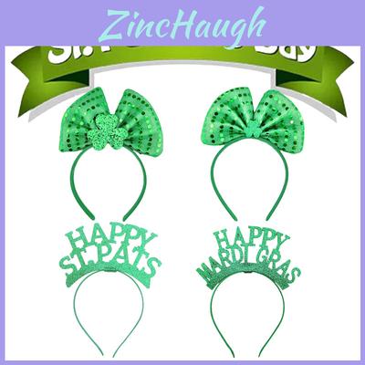 St. Patricks Day Hair Band Bow Tie Shamrock Green Irish Headband Girl Party Gift