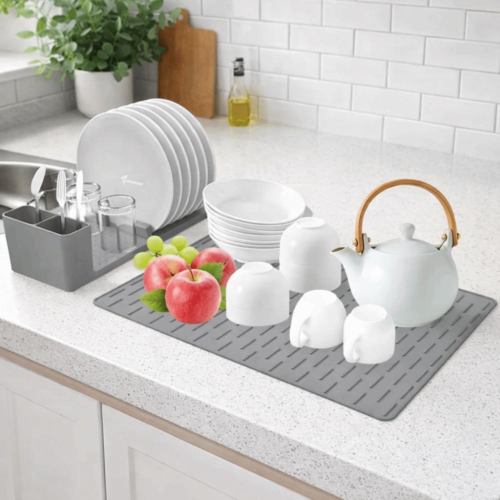 Silicone Dish Drying Mat Heat-resistant Sink Dish Organizer Durable Dish Drying Rack  Kitchen