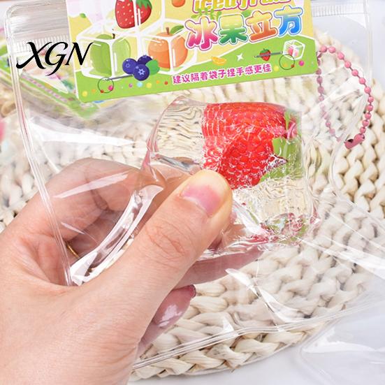 Stress Relief Squeeze Toy Crystal Ice Jelly TPR Soft Fruit Reliever Durable Mud Texture Fidget Sensory for Party Game Relaxation Tool Ball