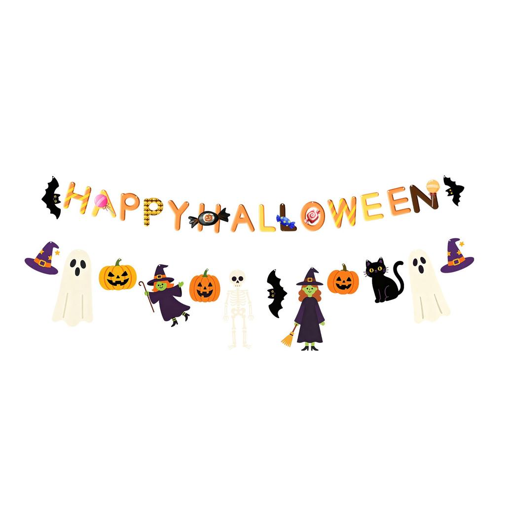 Halloweendekoration med häxa och pumpa - Tematisk girlang för hemmafest