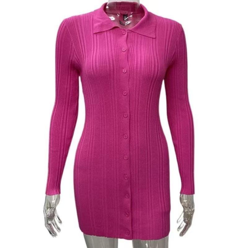 Fashion New Arrival Sheath Cardigan Button Long Sleeves Knitting Dress Cardigan Button Knit Dress