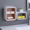 Wall Mount Soap Rack Drain Toilet Suction Disc Punch Free Box Student Dormitory Supplies Nordic 2 Layer Pink
