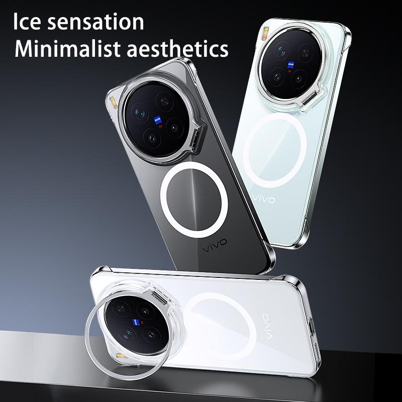Electroplating Transparent for Magsafe Wireless Charging Phone Case for VIVO X300 X300Pro Frameless Lens Holder Protective Cover