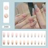24Pcs Frosted Smoky Black Ripple Fake Nails Full Coverage Removable Press On Nails Finished Nail Stickers