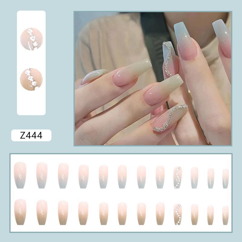 24Pcs Frosted Smoky Black Ripple Fake Nails Full Coverage Removable Press On Nails Finished Nail Stickers