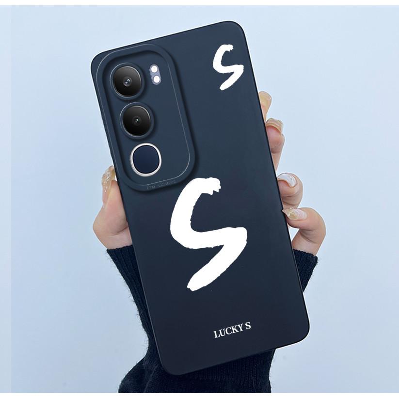 For Vivo Y19s V2149 Cover Case Lucky Initial Letter Couple Silicone Soft Matte Phone Bumper for Vivo Y19s 4G Y29 5G Casing