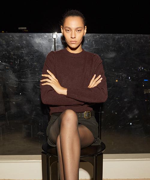 Lady Volume Crop Pullover Round Knit Sweater_Burgundy Burgandy/S